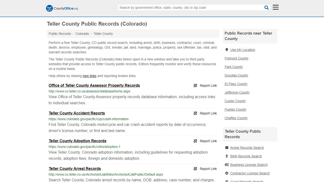 Teller County Public Records (Colorado) - County Office