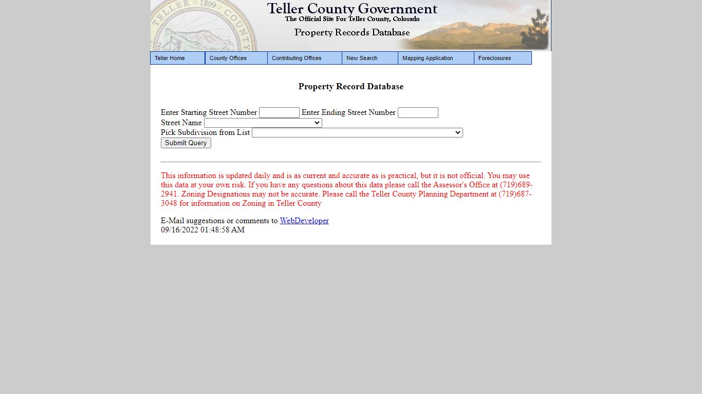 Teller County Property Records Database