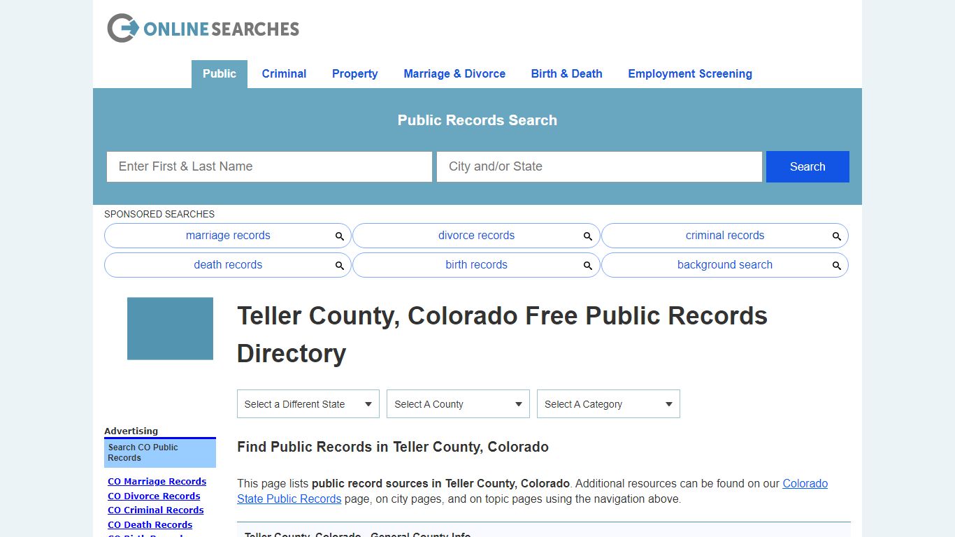 Teller County, Colorado Public Records Directory
